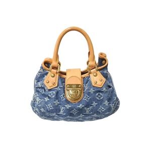 LOUIS VUITTON Monogram Denim Pleaty Handbag Blue